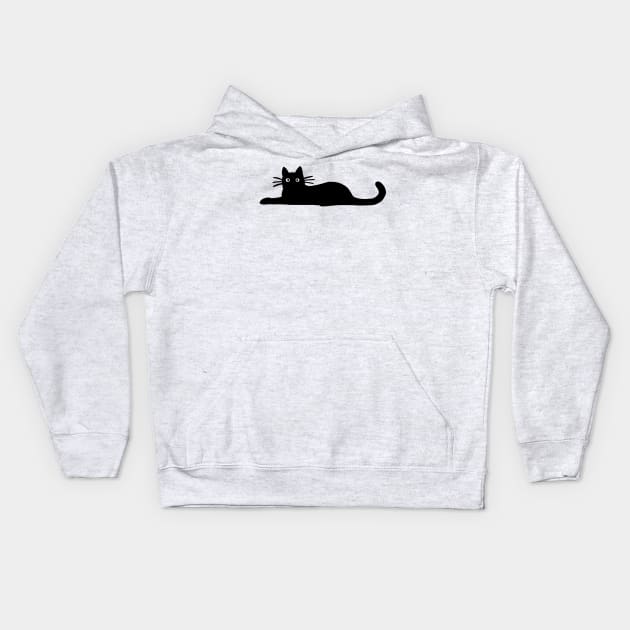 Black Cat Hanging Out Kids Hoodie by Coffee Squirrel